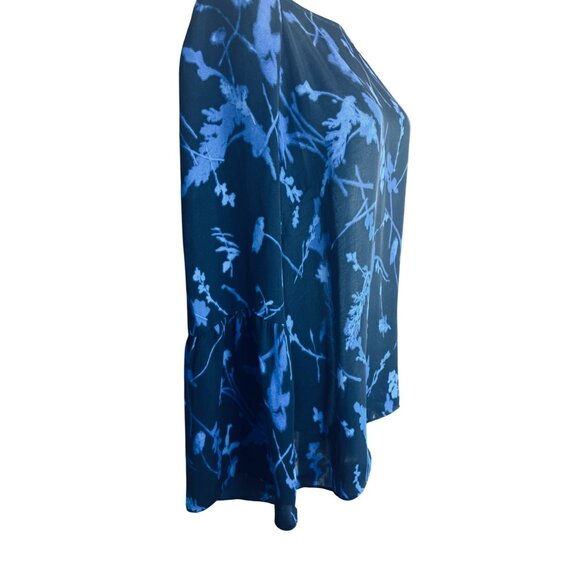 Banana Republic Large Flowy Blue Floral Print Long Bell Sleeve Blouse - Picture 14 of 16